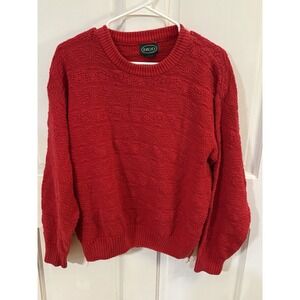 Vintage Izod Textured Knit Sweater Heavy Red Medium